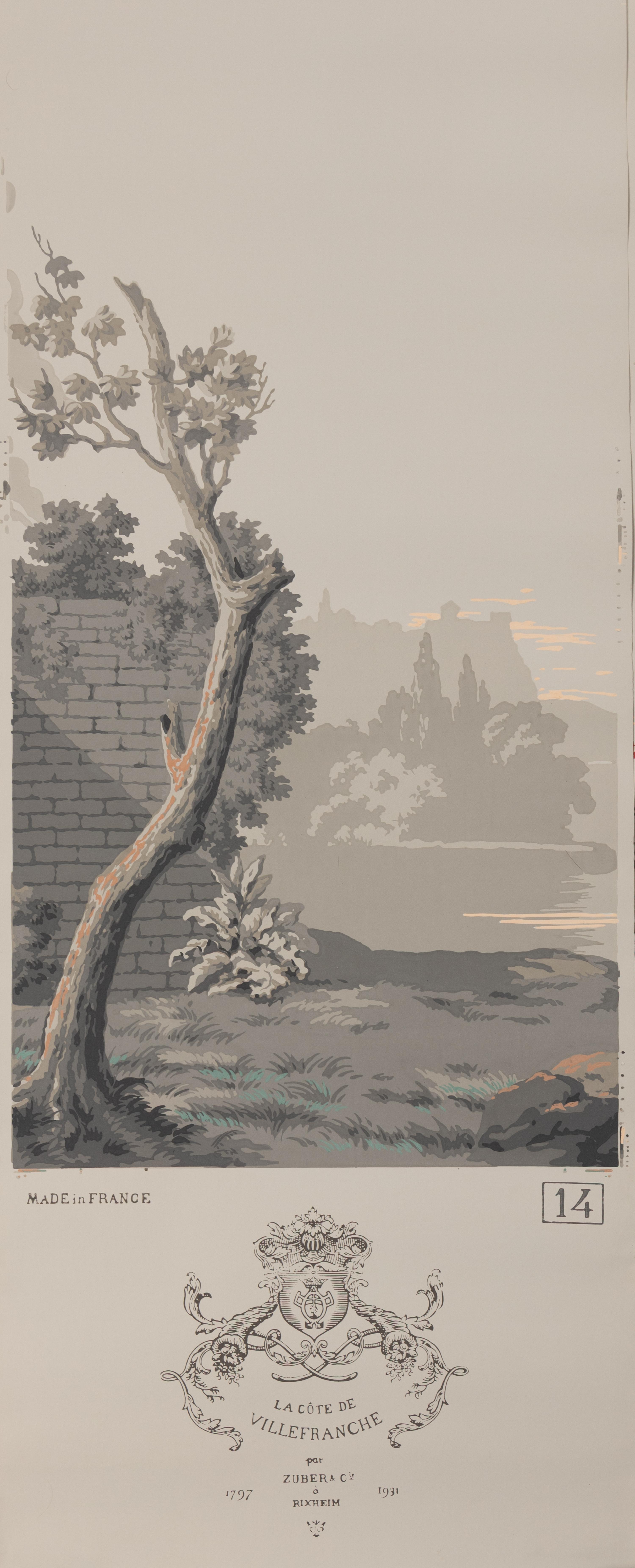 A Complete Set of Fourteen Zuber et Cie. La Cote de Villefranche Wallpaper Panels
