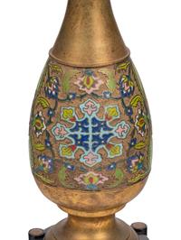 A Brass and Cloisonné Table Lamp