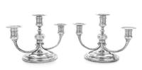 A Pair of American Silver Three-Light Candelabra