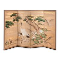 A Japanese Four-Paneled Folding Screen, 19th/20th Century