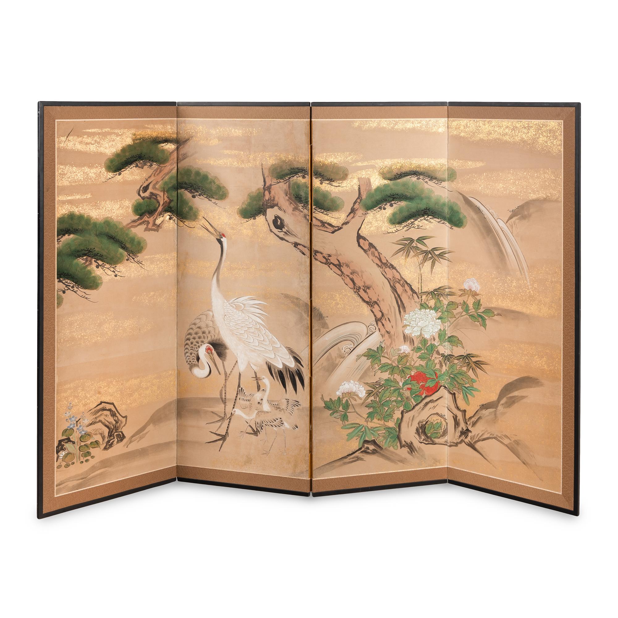 A Japanese Four-Paneled Folding Screen, 19th/20th Century