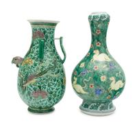 Two Chinese Famille Verte Porcelain Vases