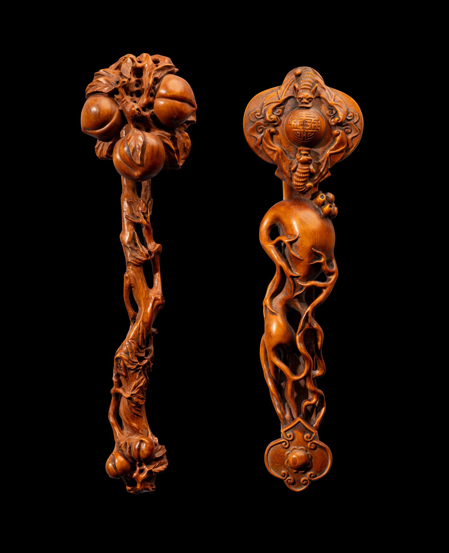 Two Chinese Boxwood Ruyi Scepters