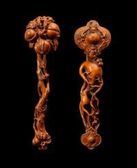 Two Chinese Boxwood Ruyi Scepters