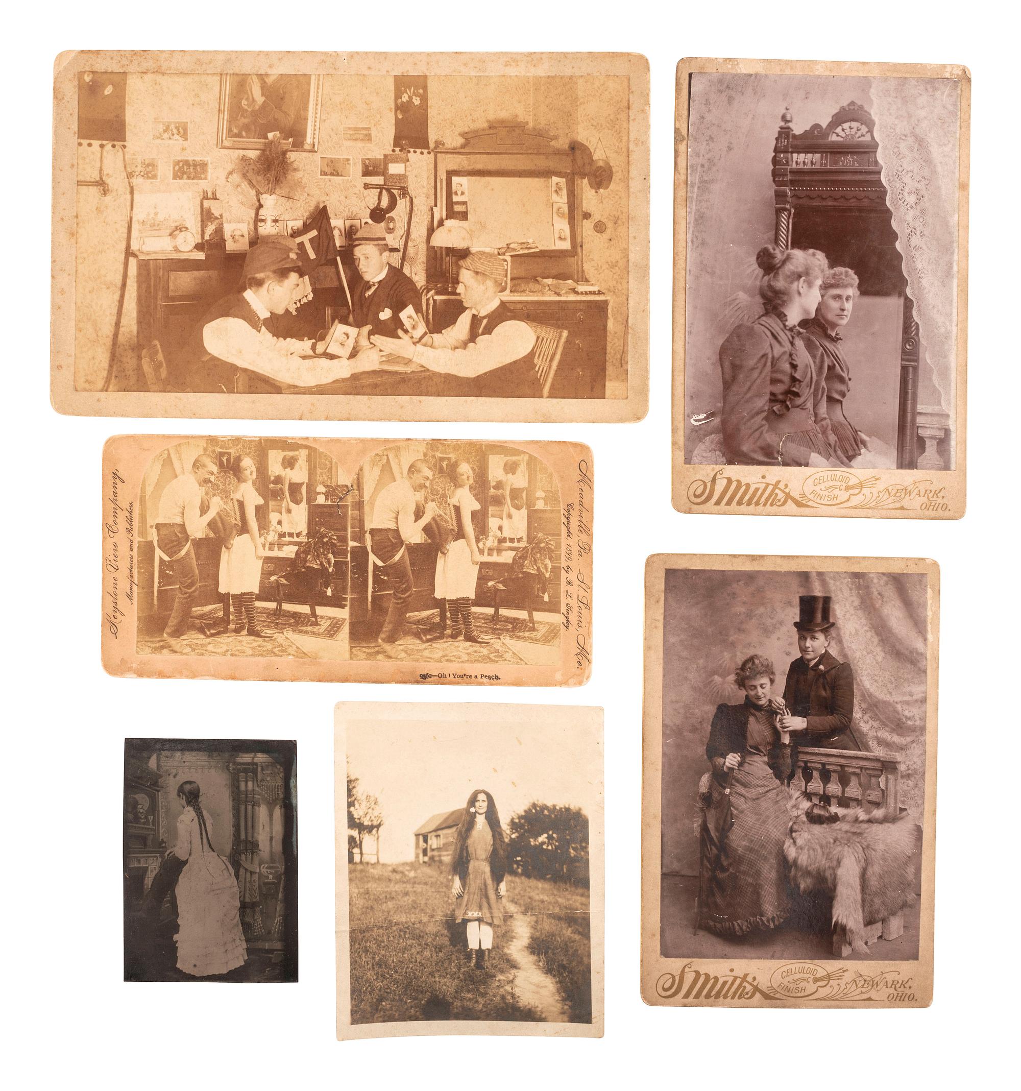 [EARLY PHOTOGRAPHY]. A large group of approx. 50 photographs, including tintypes and albumen photographs.