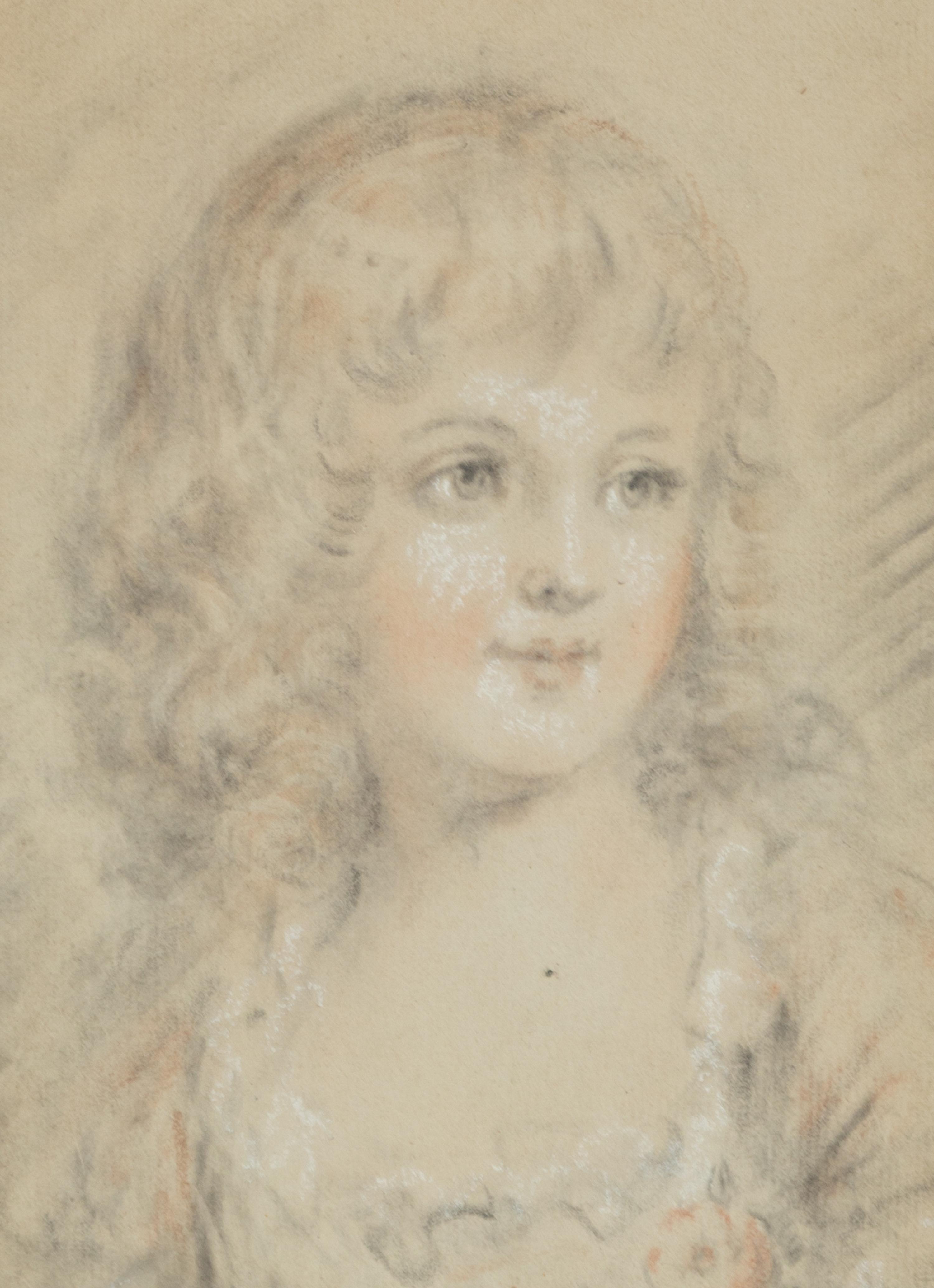 A Pair of French Pastel Portraits of a Young Girl and Young Boy