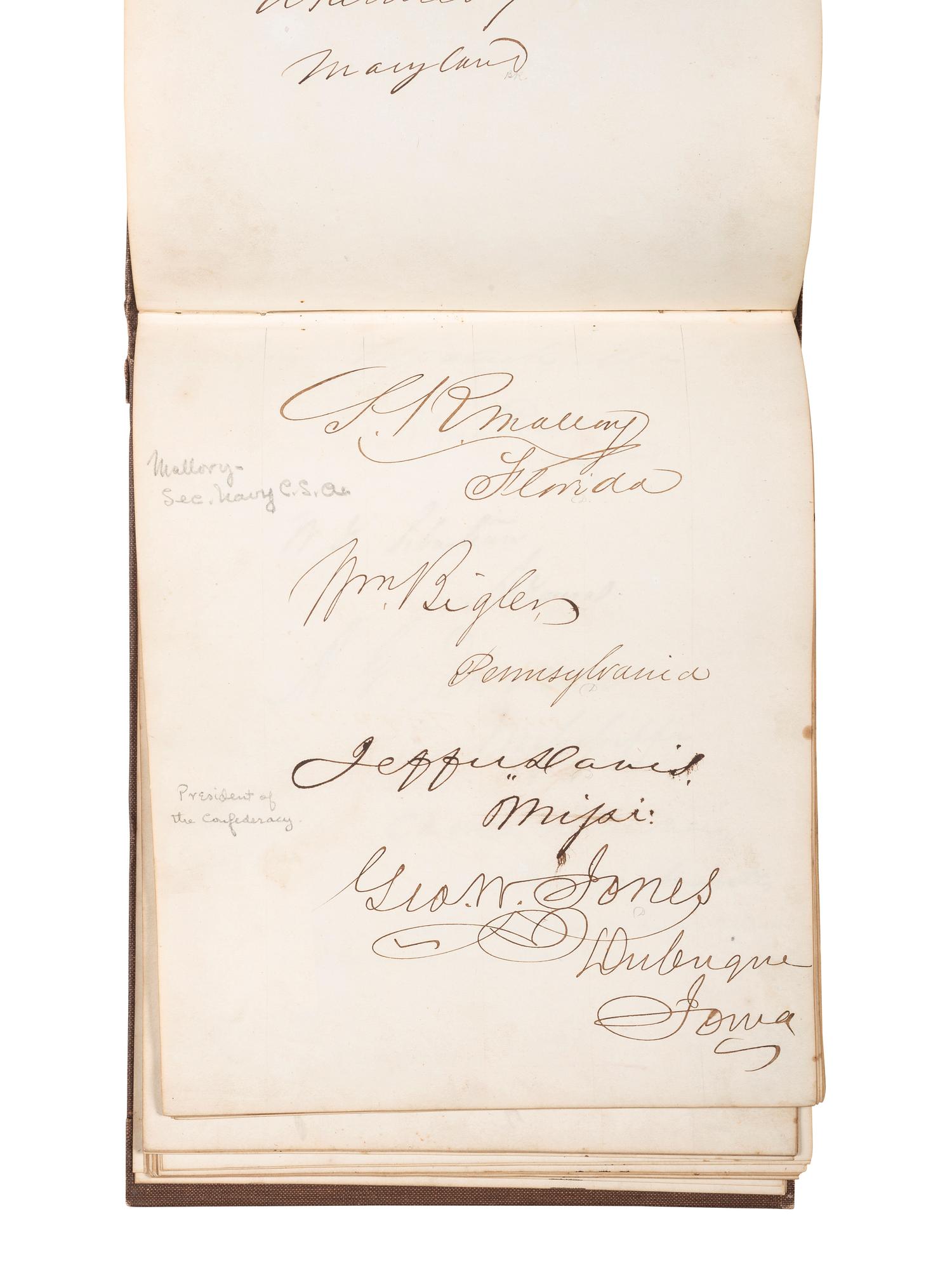 [POLITICS]. Autograph book with signatures from the James Buchanan administration, including: