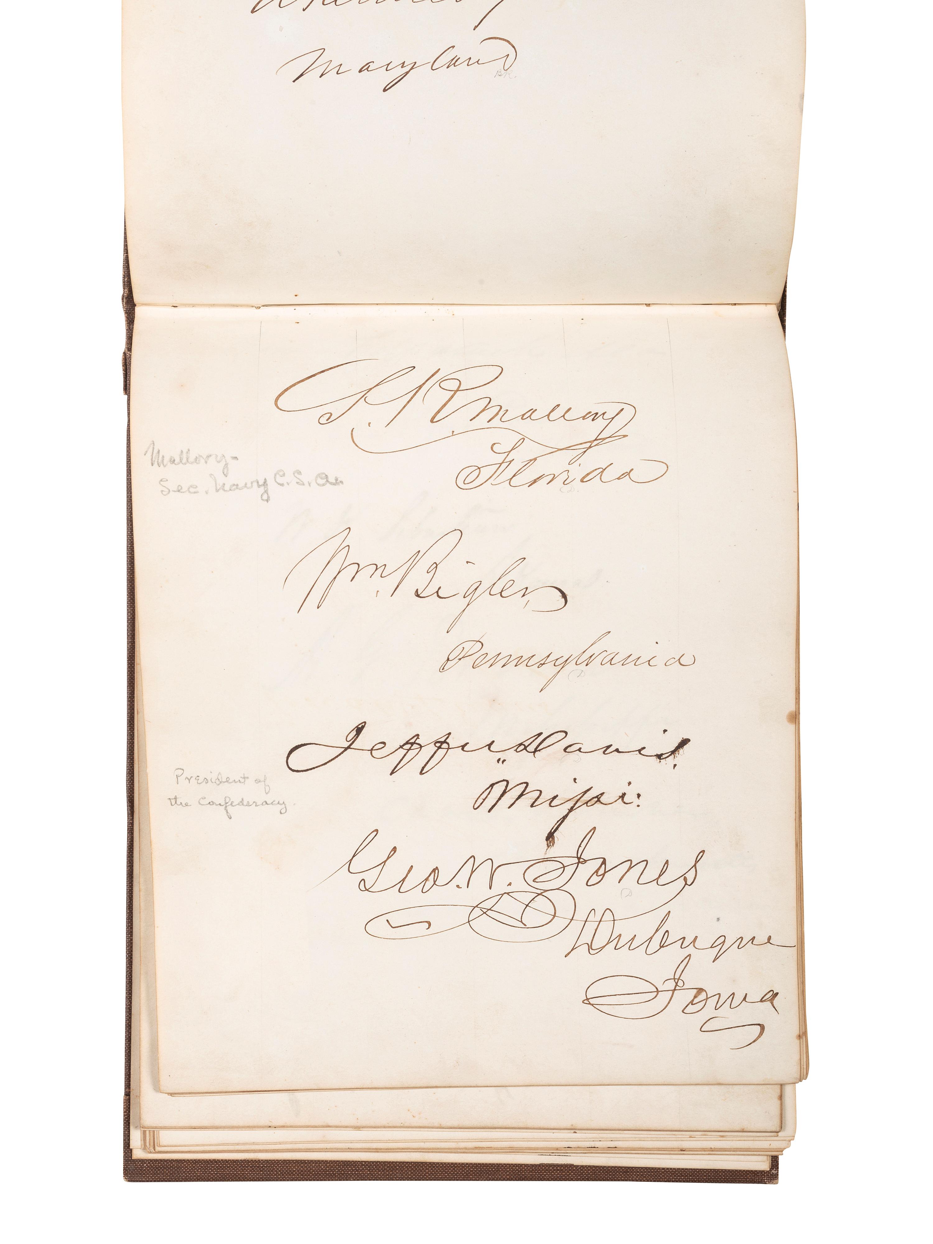 [POLITICS]. Autograph book with signatures from the James Buchanan administration, including:
