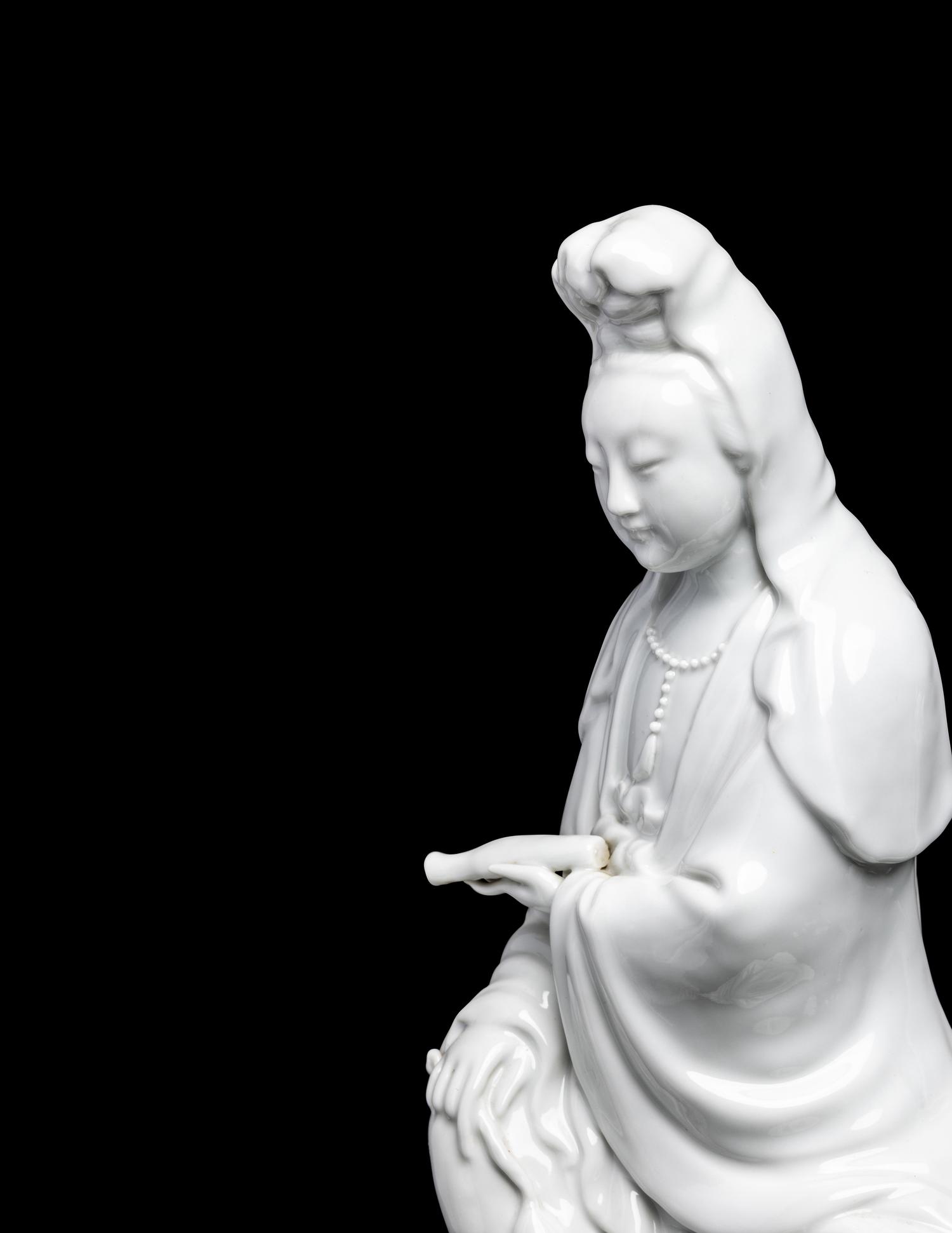 Three Chinese Blanc-de-Chine Porcelain Figures