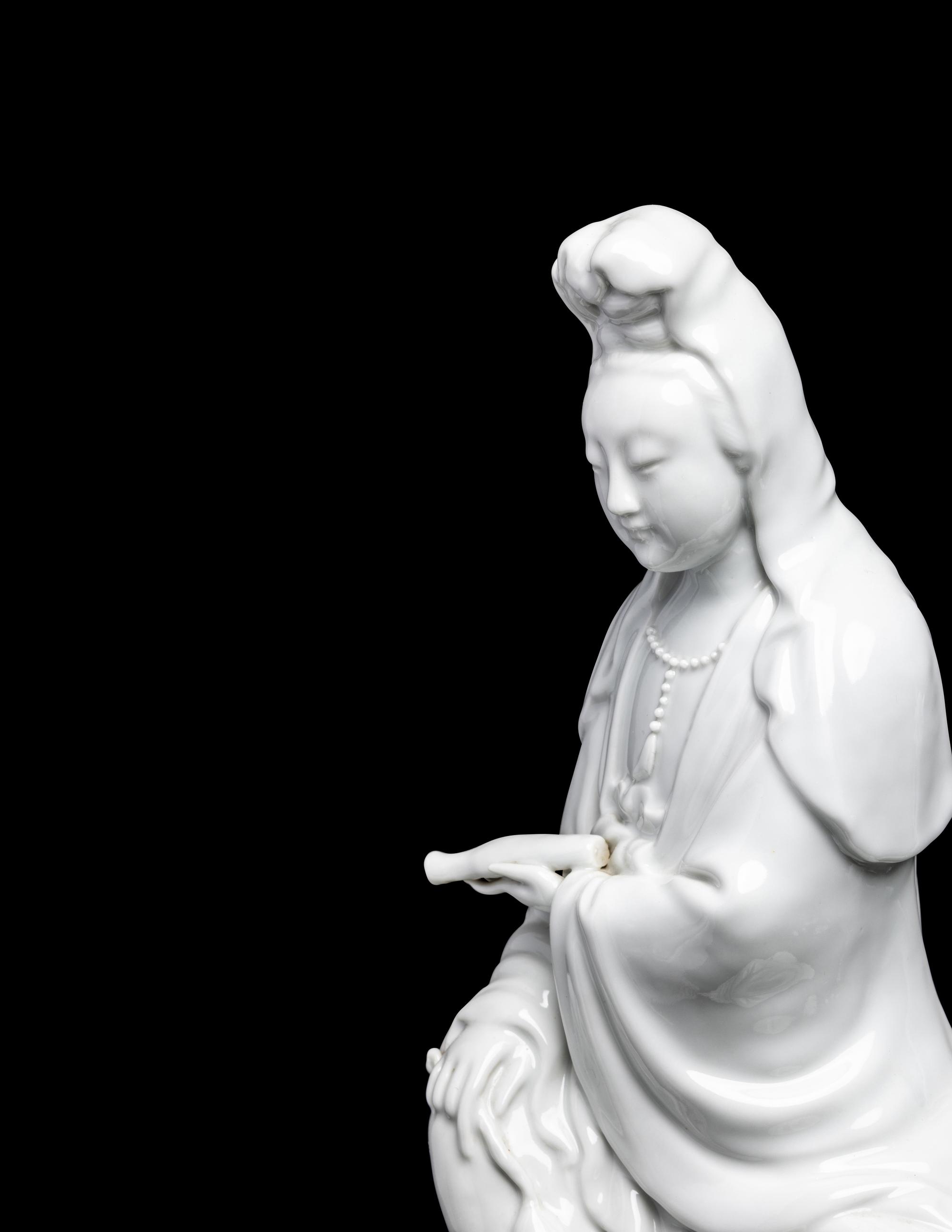 Three Chinese Blanc-de-Chine Porcelain Figures