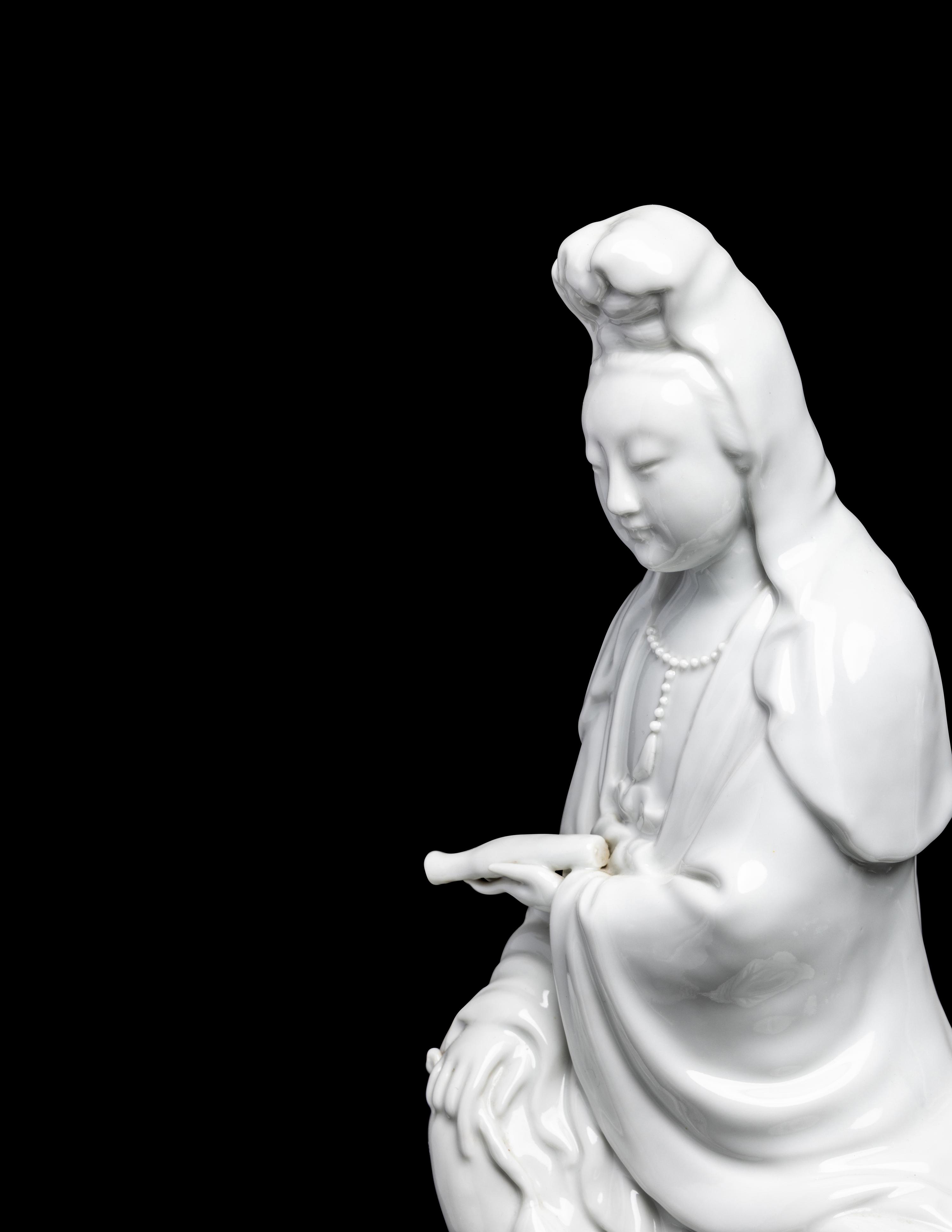 Three Chinese Blanc-de-Chine Porcelain Figures