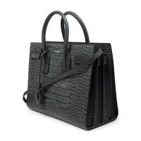 SAINT LAURENT, SAC DU JOUR IN CROC-EFFECT SUEDED LEATHER