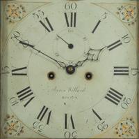 An American Mahogany Brass-Mounted, Inlaid and Carved Mahogany Tall Case Clock