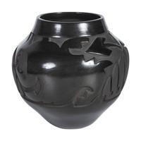 Carved Blackware Pottery Jar