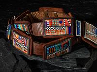 Silver and Mosaic Inlay Concha Belt