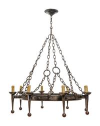 A French Provincial Wrought Iron Eight-Light Chandelier