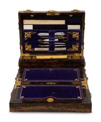 A Victorian Jasperware and Calamander Sewing/Writing Box by Mechi & Bazin