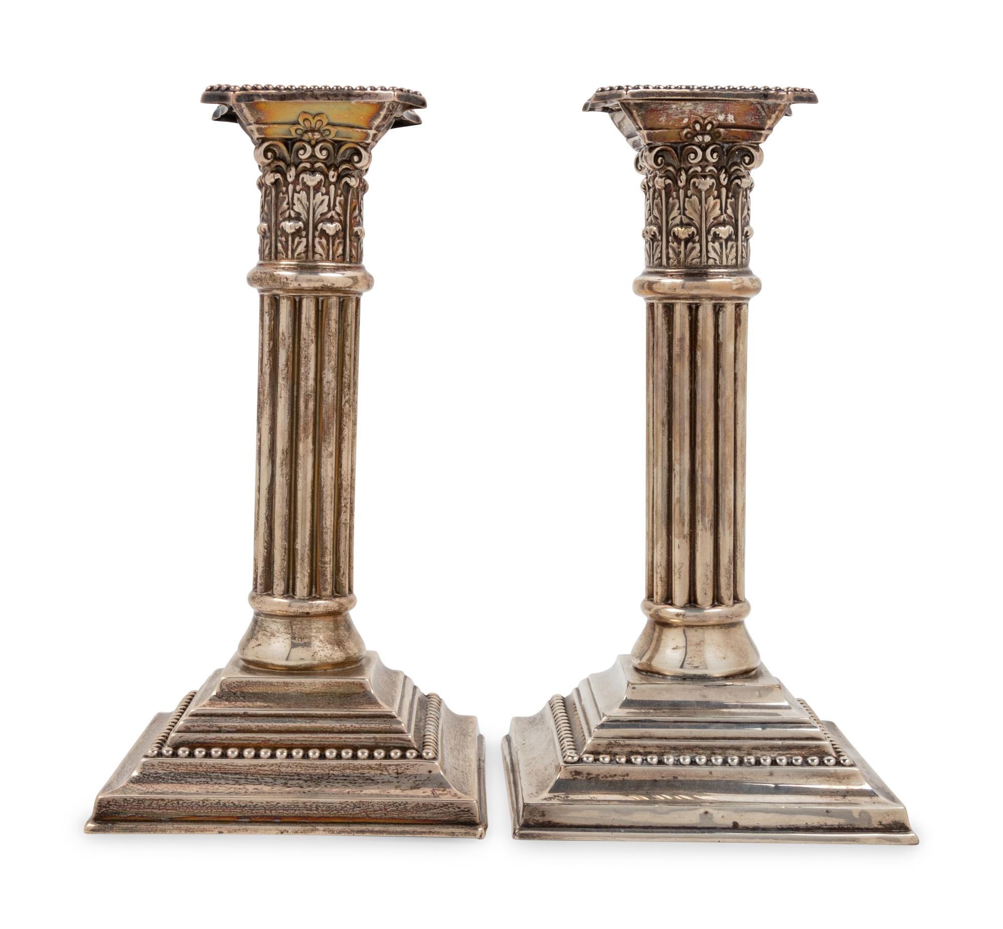 A Pair of American Silver Candlesticks