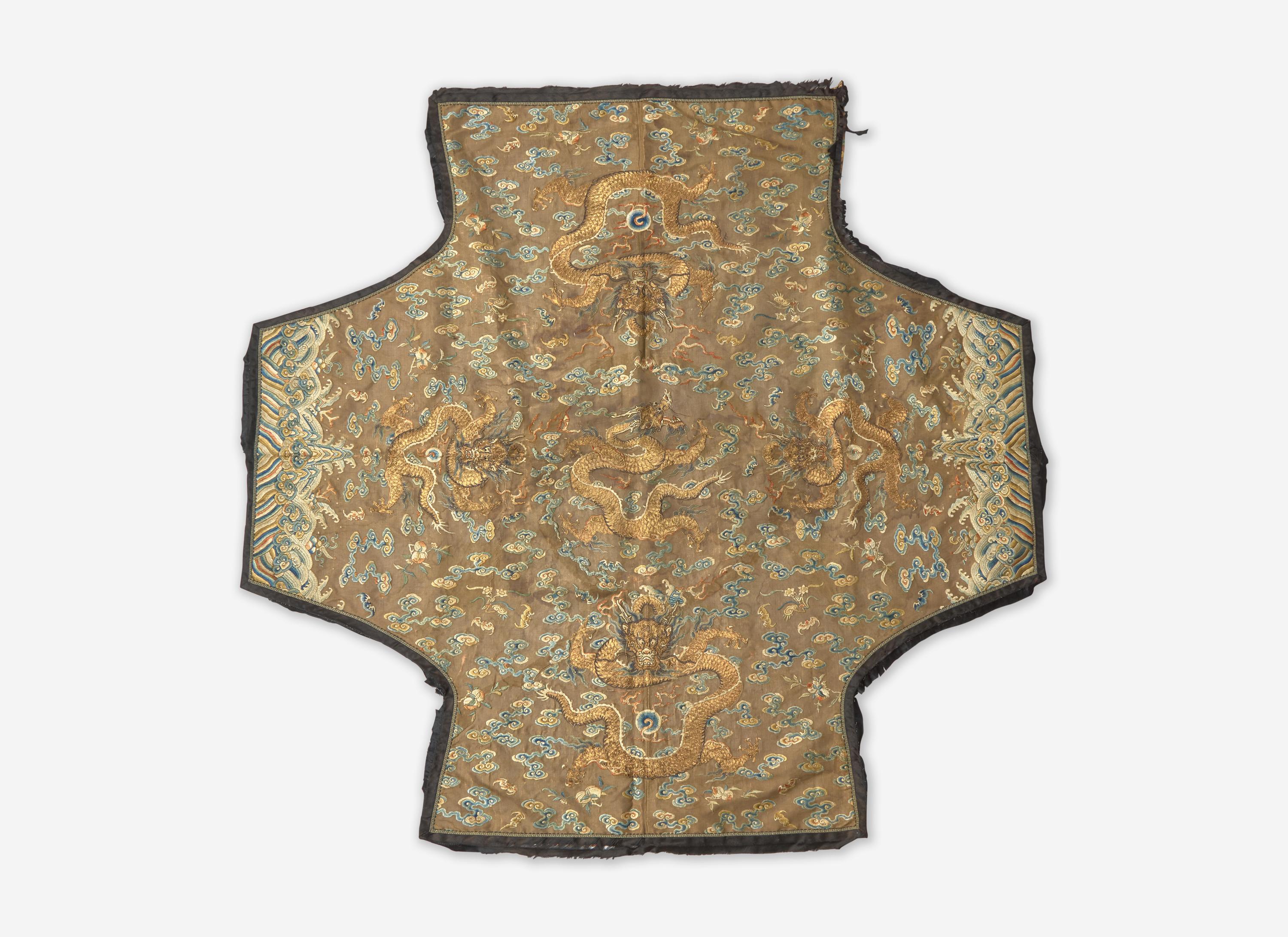 A Chinese “Dragon” Robe Fragment and An Indian or Kashmiri Embroidered Shawl