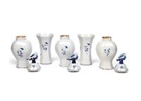 A Delft Earthenware Five-Piece Garniture