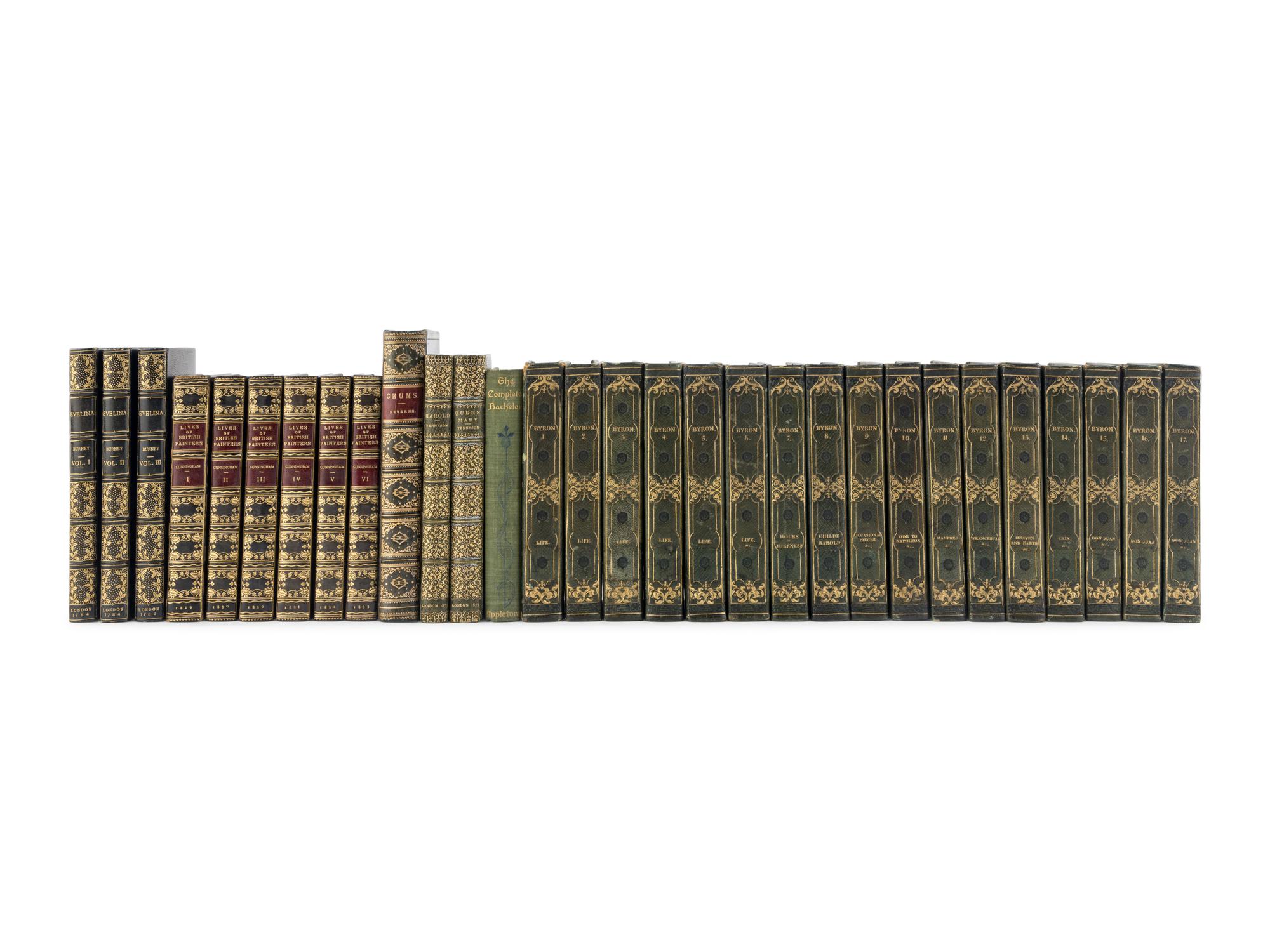 [BINDINGS] -- [POETRY]. A group of 30 volumes, most in contemporary full leather bindings, including works primarily related to poetry, comprising:
