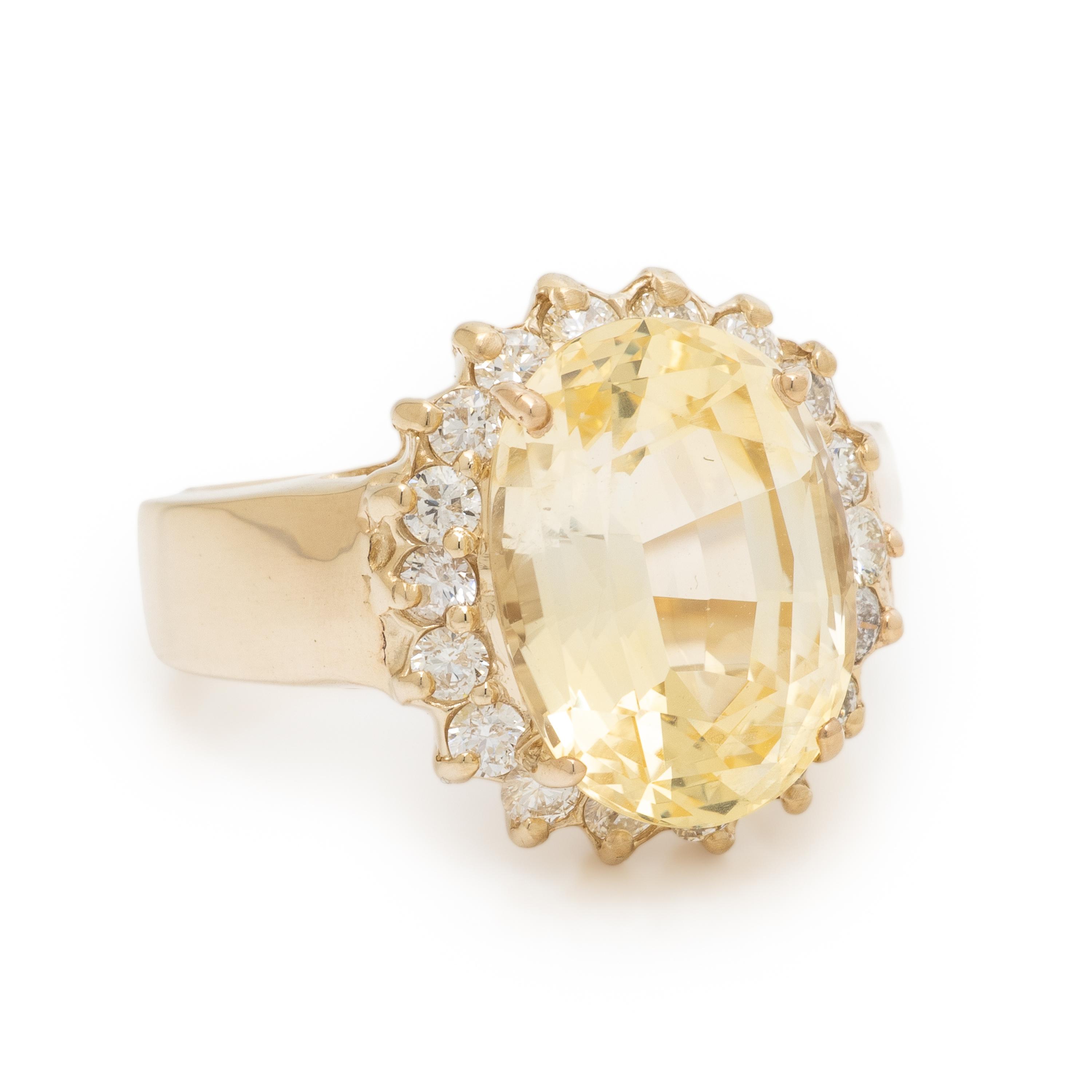 Ceylon, Yellow Sapphire, Diamond, and Yellow Gold Ring