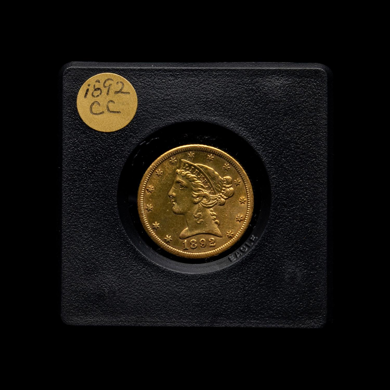 An 1892-CC Liberty Head $5 Gold Coin