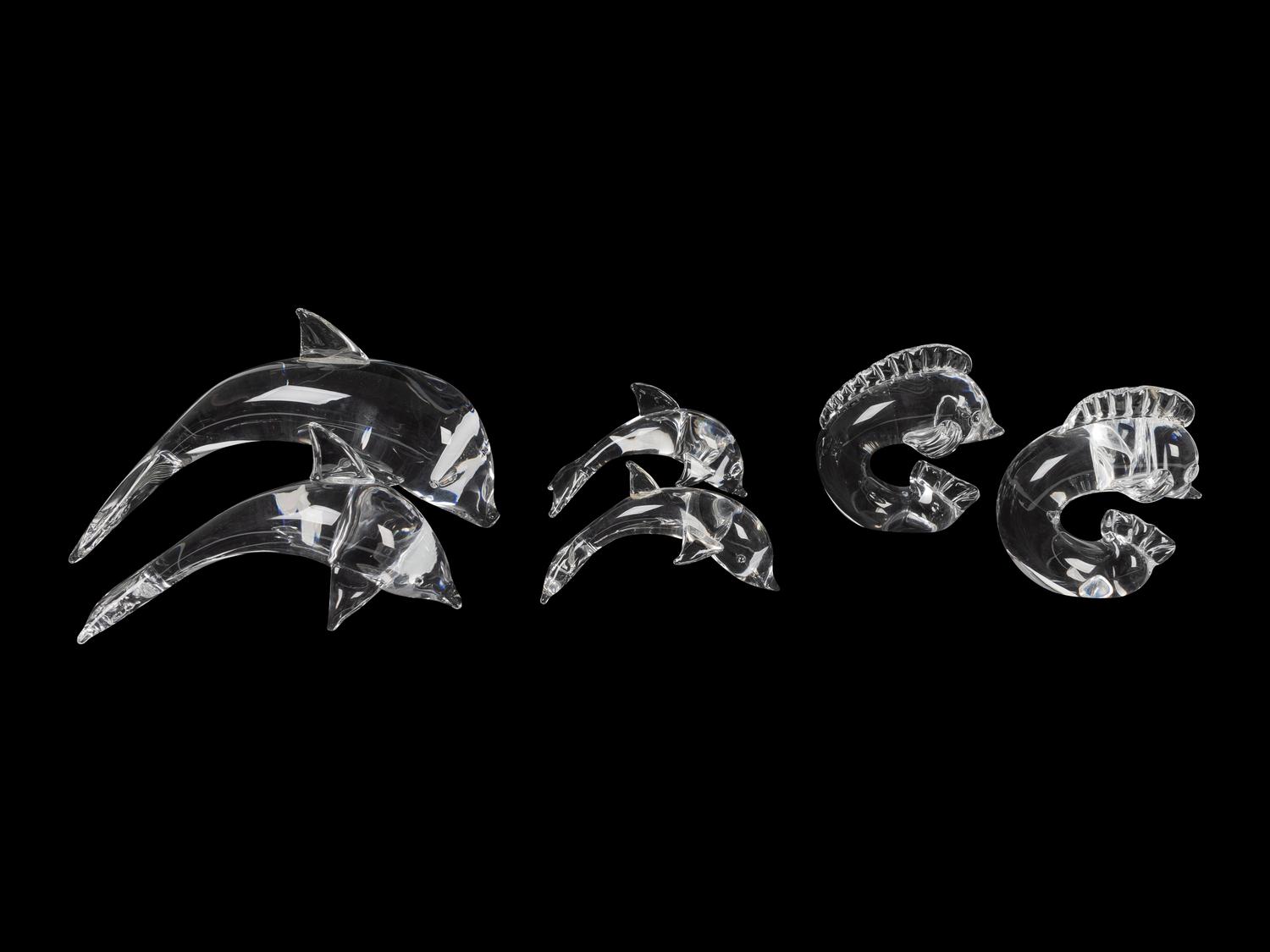A Group of Six Steuben Glass Aquatic Figures — 20TH CENTURY