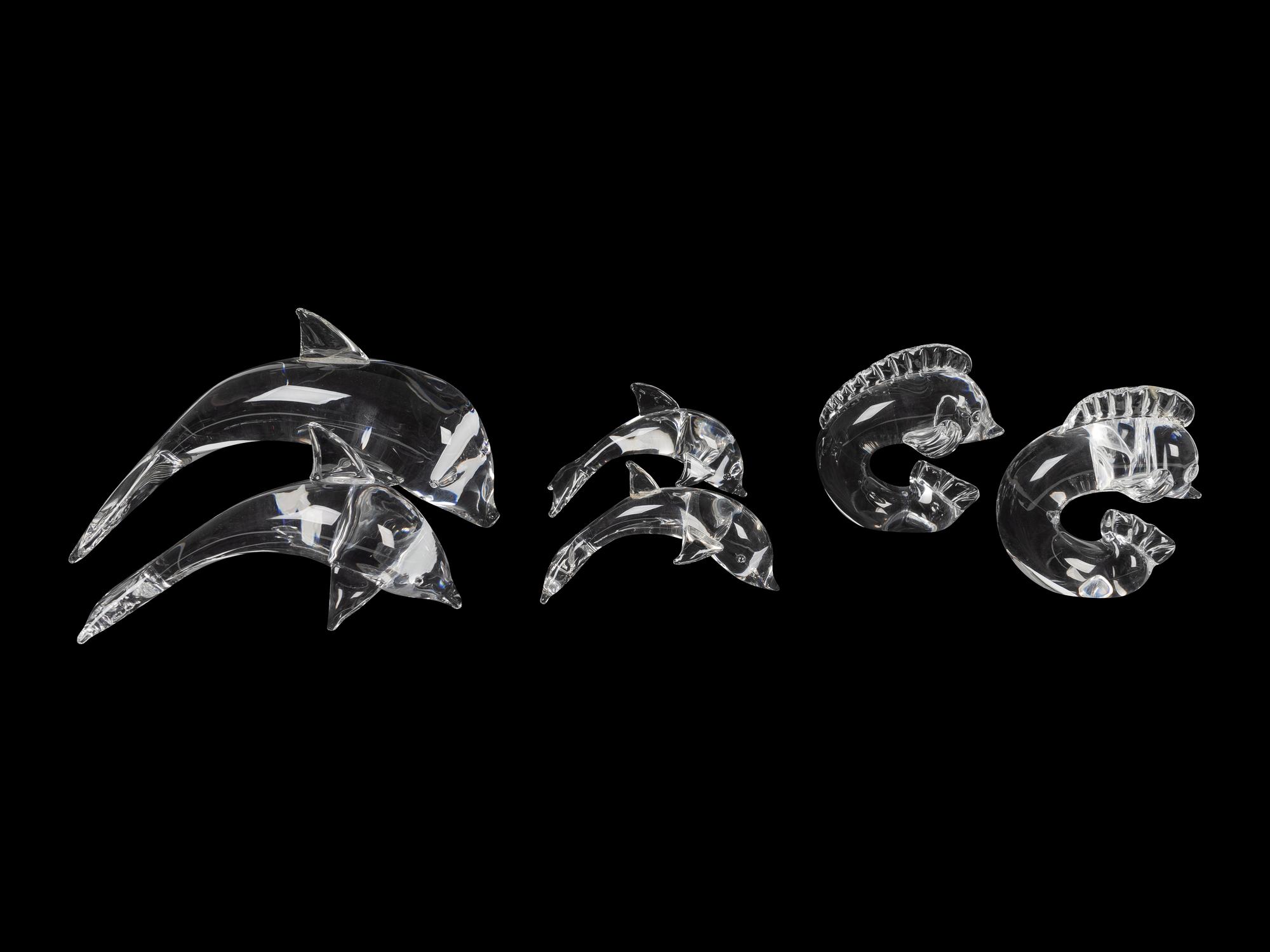 A Group of Six Steuben Glass Aquatic Figures — 20TH CENTURY
