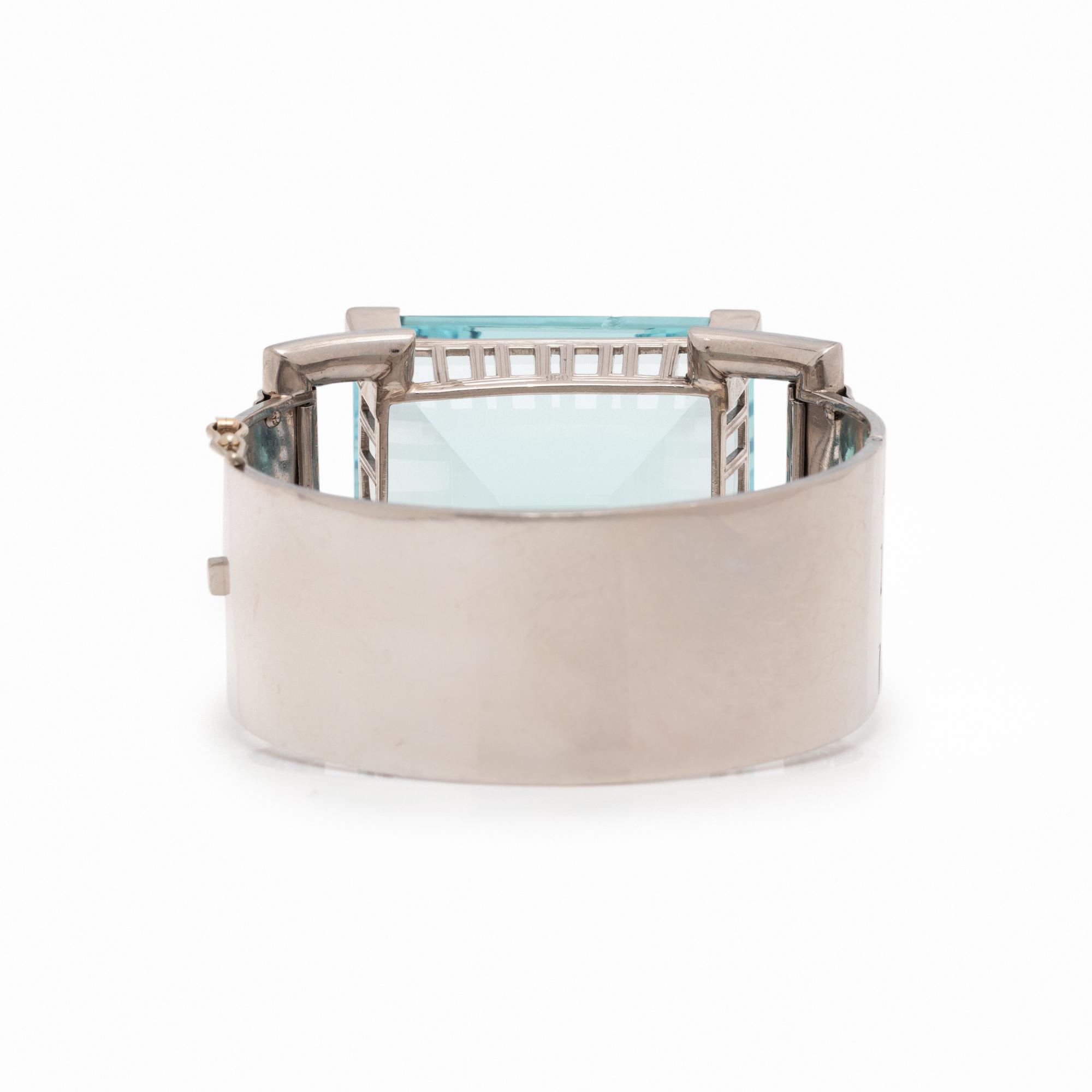 CARTIER, LONDON, RETRO, AQUAMARINE BANGLE BRACELET