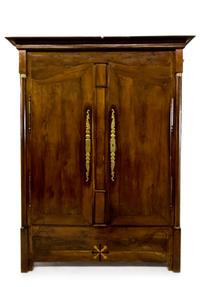 A French Provincial Inlaid-Walnut Corner Cabinet Height 84 x width 66 x depth 40 inches. — 18TH/19TH CENTURY