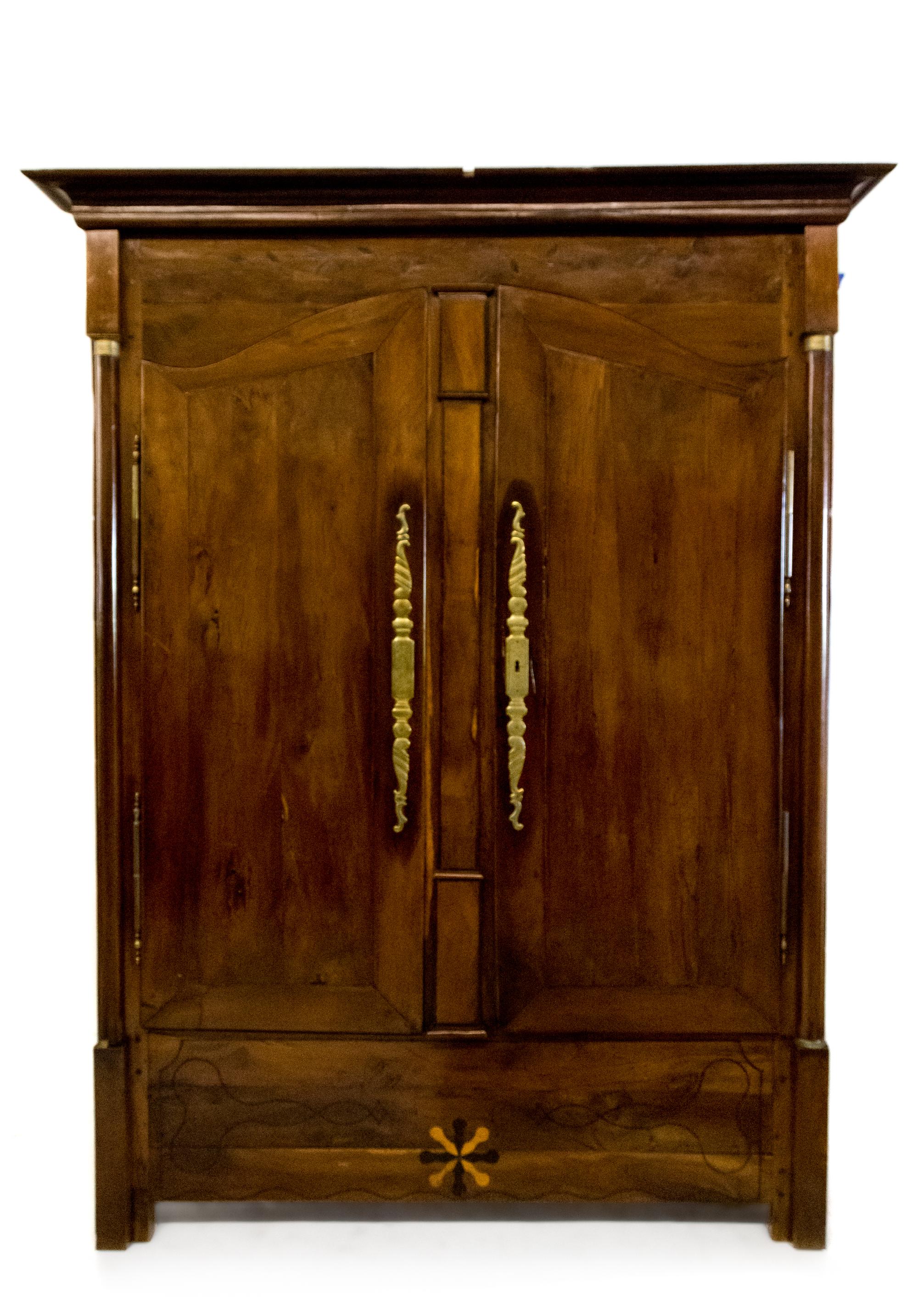A French Provincial Inlaid-Walnut Corner Cabinet Height 84 x width 66 x depth 40 inches. — 18TH/19TH CENTURY