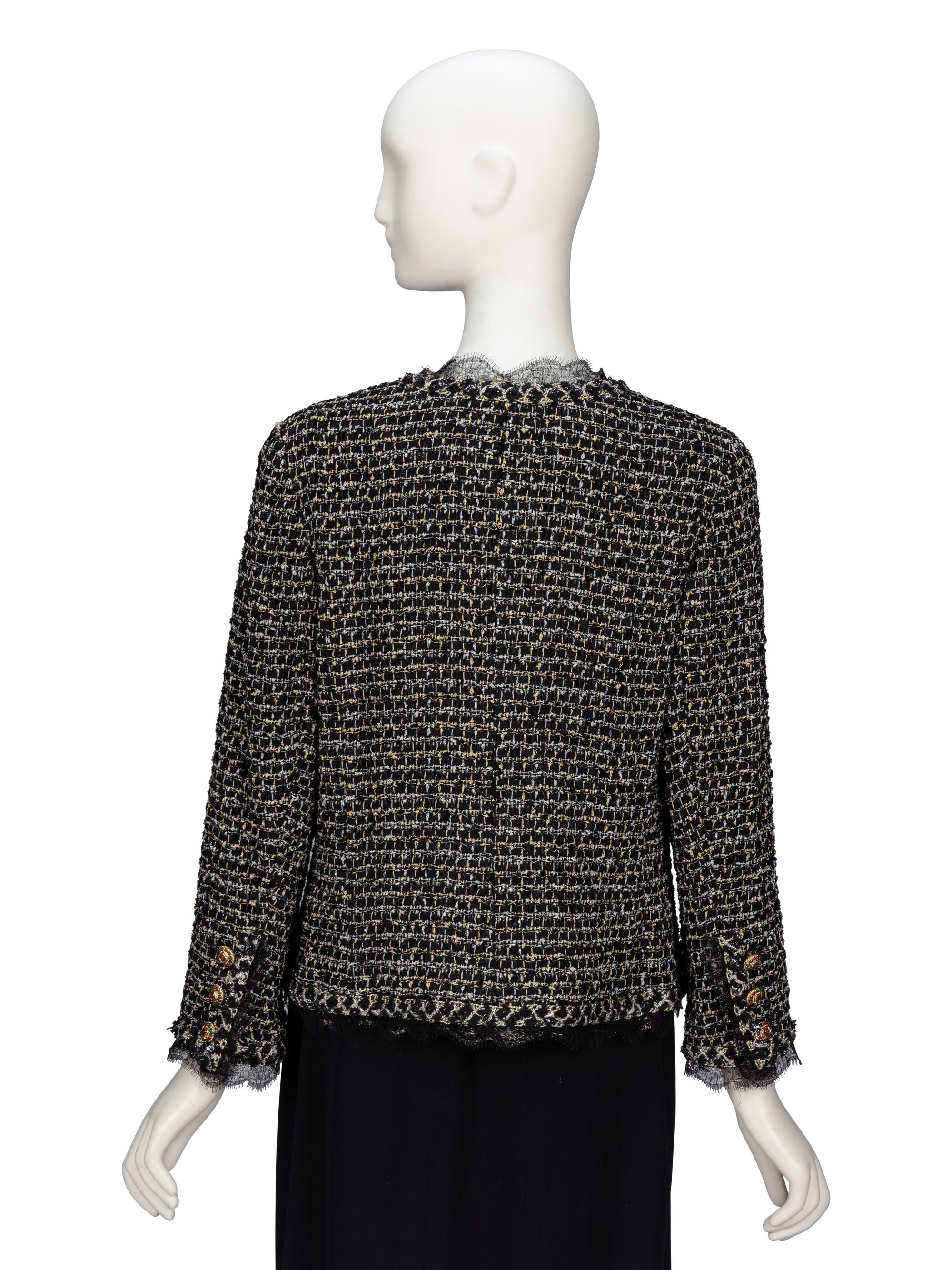 Chanel, Lace-Trimmed Tweed Cardigan Jacket