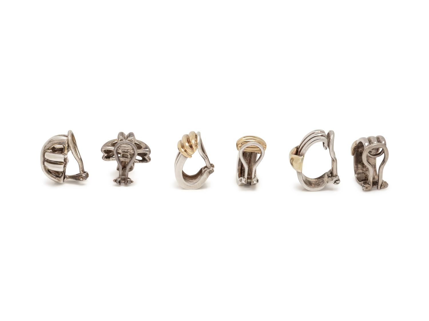 TIFFANY & CO., COLLECTION OF YELLOW GOLD AND STERLING SILVER EARRINGS