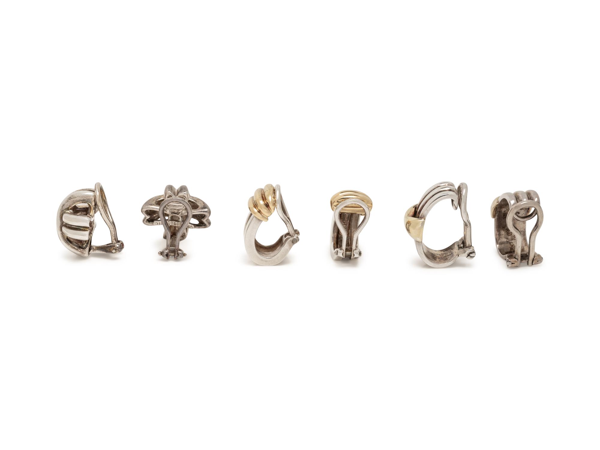 TIFFANY & CO., COLLECTION OF YELLOW GOLD AND STERLING SILVER EARRINGS