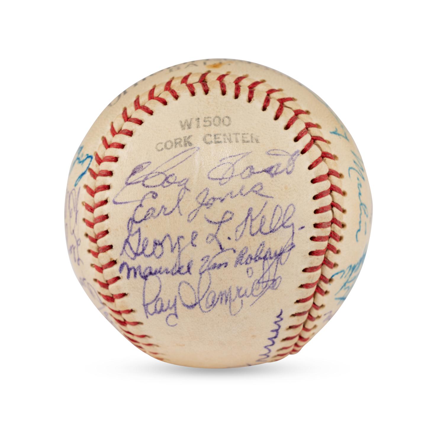 A 1949 Oakland Oaks Team Signed Autograph Baseball Featuring George Kelly and Billy Martin (JSA Letter of Authenticity)