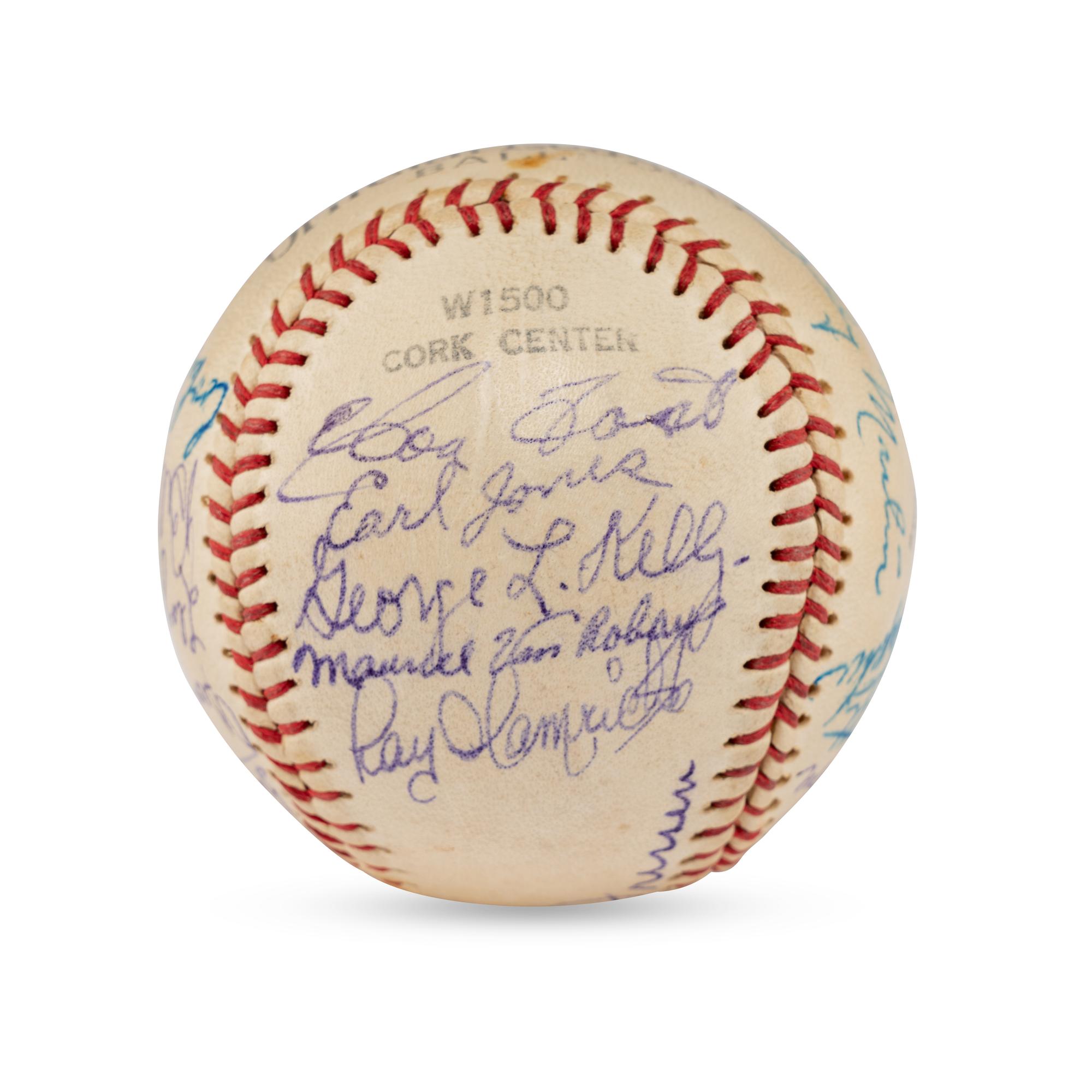 A 1949 Oakland Oaks Team Signed Autograph Baseball Featuring George Kelly and Billy Martin (JSA Letter of Authenticity)