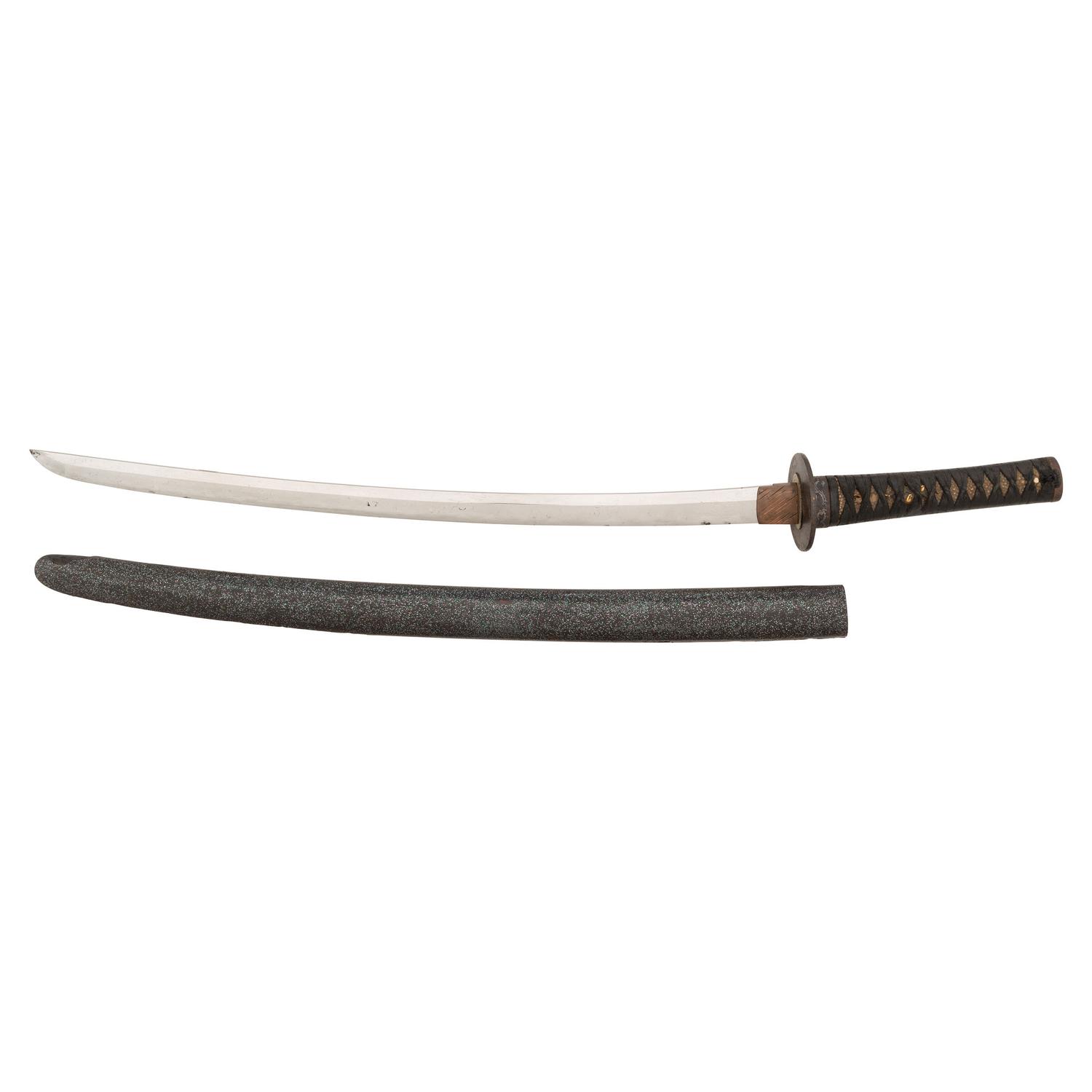 Edo-Period Japanese Wakizashi Signed "Omi No Kami Hisamichi" with Imperial Chrysanthemum