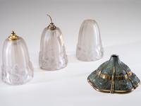 An Art Deco Gilt Metal and Frosted Glass Chandelier
