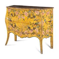 A Continental Painted Faux Marble-Top Commode