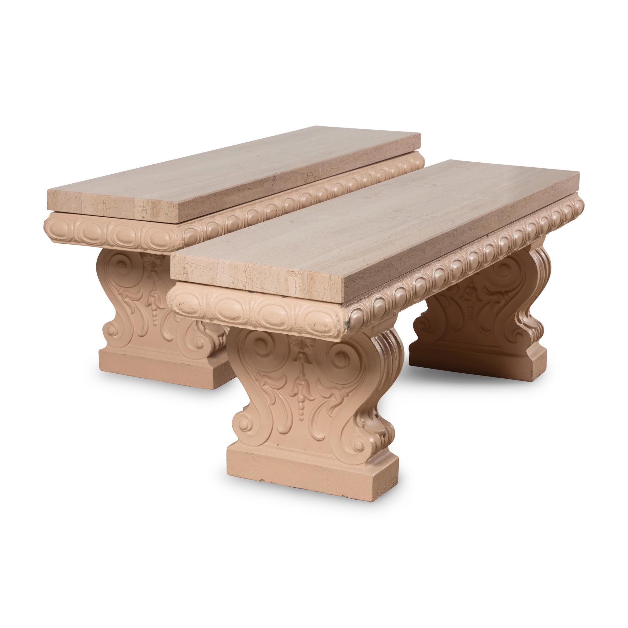 A Pair of Marble Low Tables