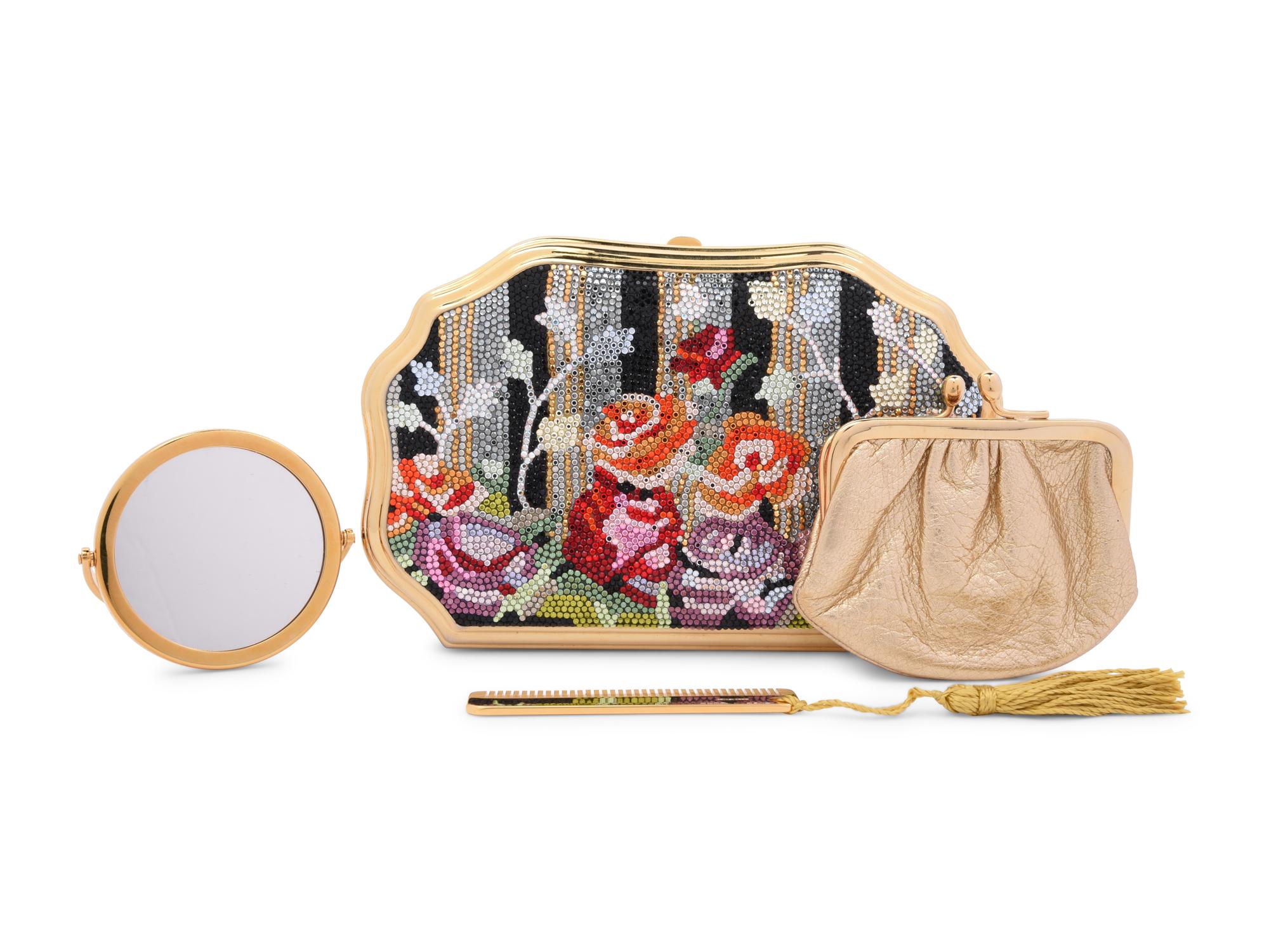Judith Leiber Floral and Stripe Padded Minaudière