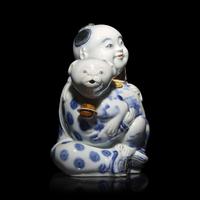 A Japanese Hirado Porcelain 'Boy and Puppy' Ewer, 19th Century — 日本江戶-明治時期 平戶燒抱犬童子執壺
