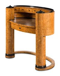 A Biedermeier Style Part Ebonized and Inlaid Karelian Birch Desk