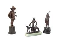 Three Bronze Continental Figures Height of tallest overall 9 1/4 inches. — 19TH/20TH CENTURY