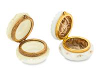Two Wavecrest Glass Round Jewel Boxes