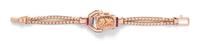 A Retro 14 Karat Rose Gold, Ruby and Diamond Wristwatch, Paul Ditisheim, 15.20 dwts.