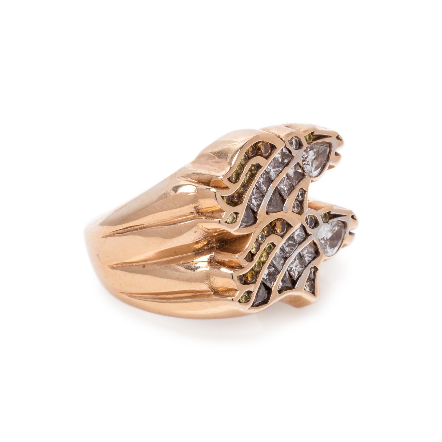 DIAMOND AND COLORED DIAMOND DENVER BRONCOS RING