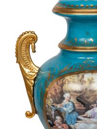 A Pair of Sèvres Style Porcelain Urns