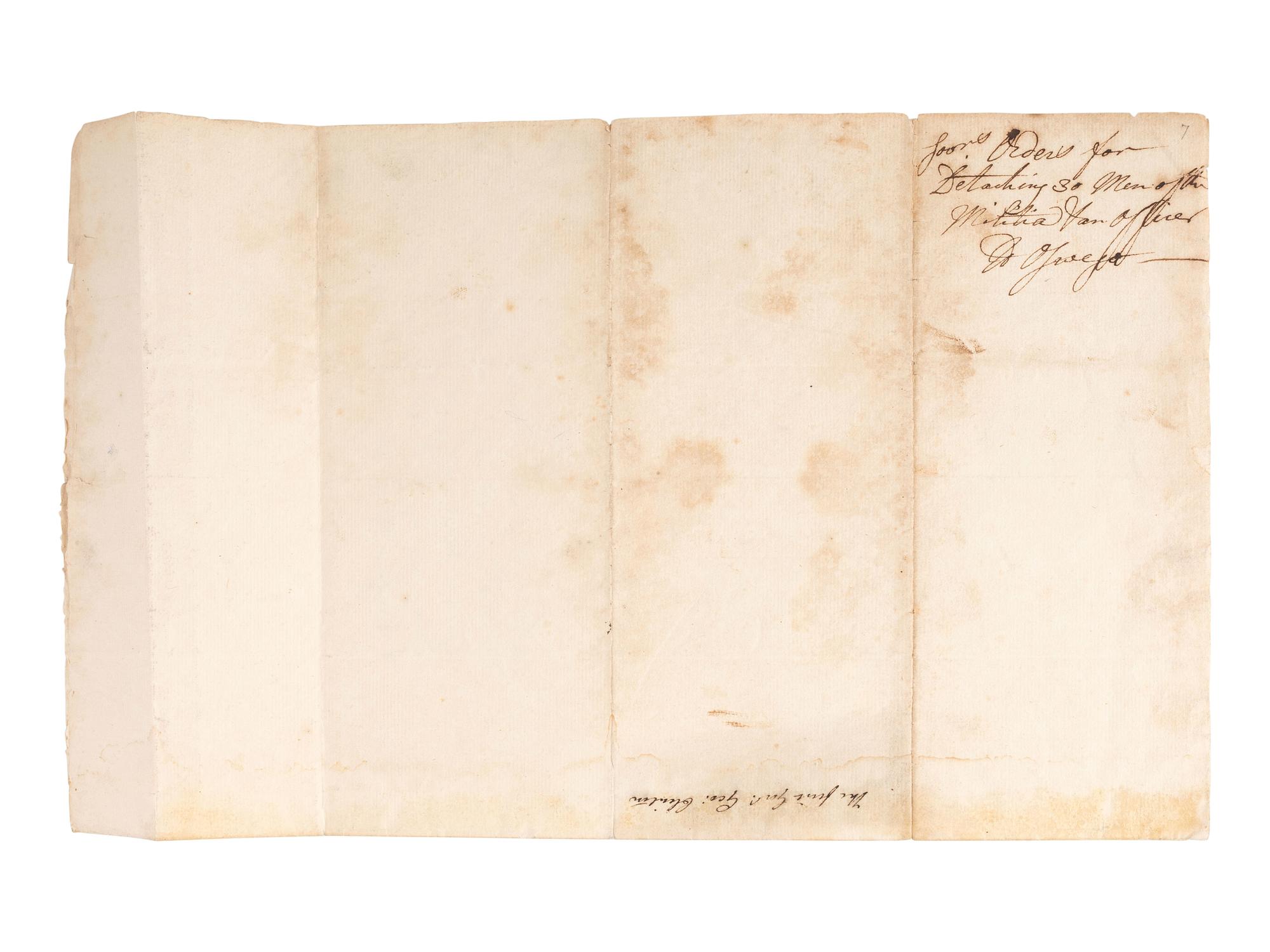 [COLONIAL]. CLINTON, George (ca 1686-1761). Manuscript document signed ("G. Clinton") as Governor of the Province of New York and Admiral of the White Squadron of his Majesty's Fleet. Fort George, New York, 6 August 1740.
